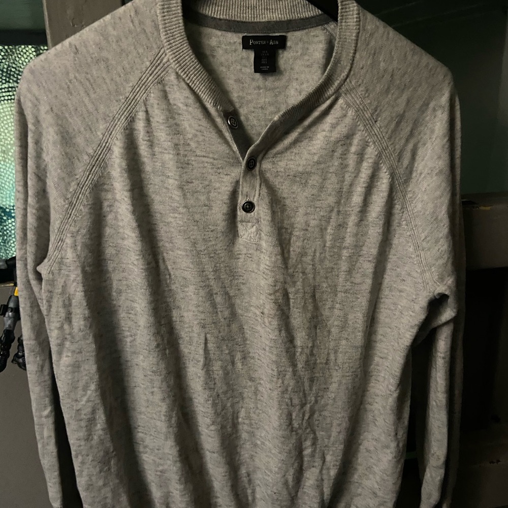 Beautiful gray button up sweater.